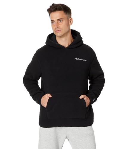 Champion Mens Cozy Shearling Hoodie Black SM One Size at Amazon